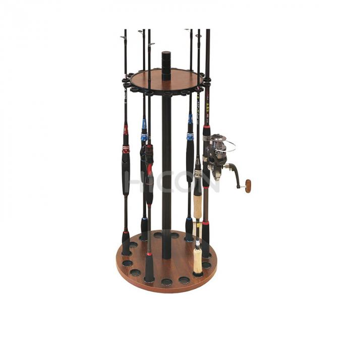 Scaffale di legno della bobina di pesca del supporto di Rod Display Rack Round Pole di pesca